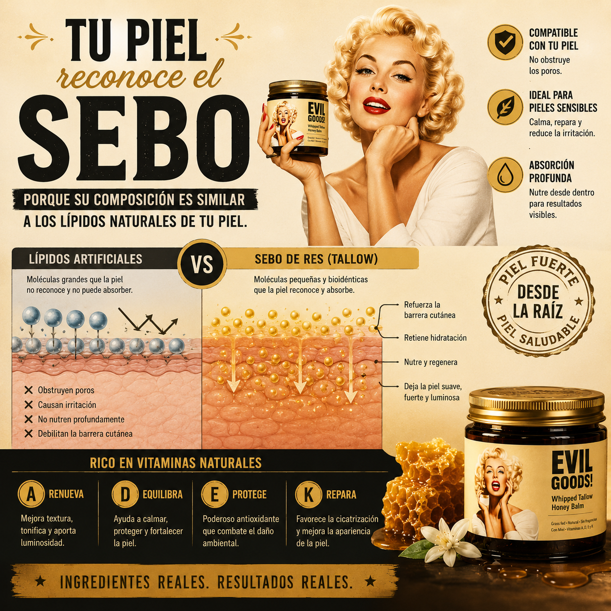 EVIL GOODS!™ Bálsamo de Sebo y Miel 7 En 1