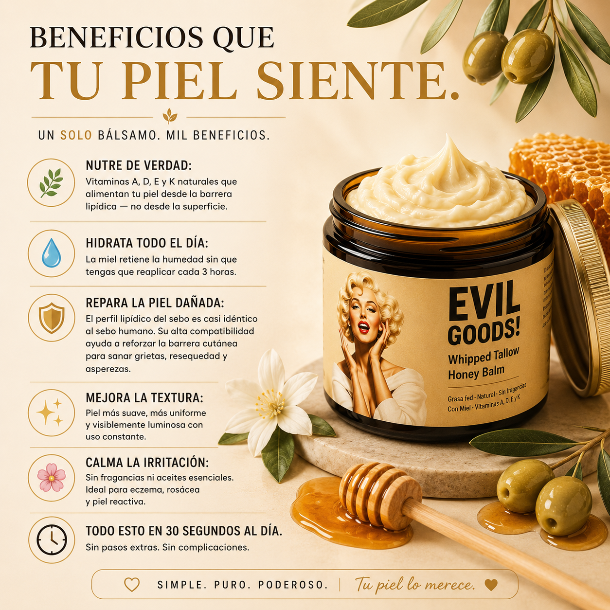 EVIL GOODS!™ Bálsamo de Sebo y Miel 7 En 1